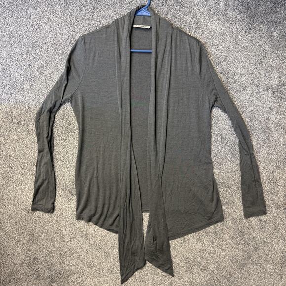 ALALA Sweater Womens Medium Gray Open Front Draped Cardigan Lightweight Made USA - Picture 1 of 9